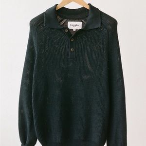 Corridor Navy LS Slouchy Polo Sweater